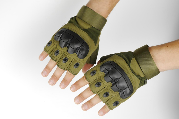Тактические перчатки беспалые Green L - изображение 1