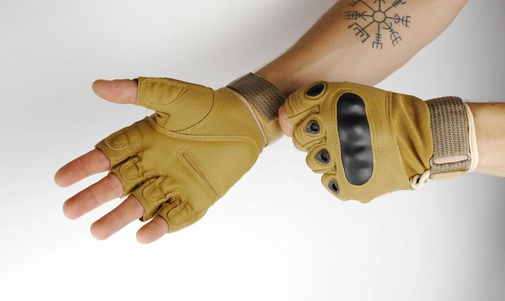 Тактические перчатки беспалые койот XL - изображение 2