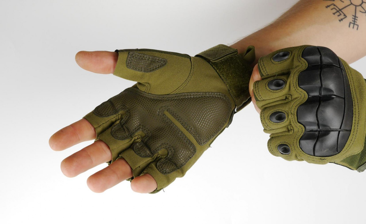 Тактические перчатки беспалые Green XL - изображение 2