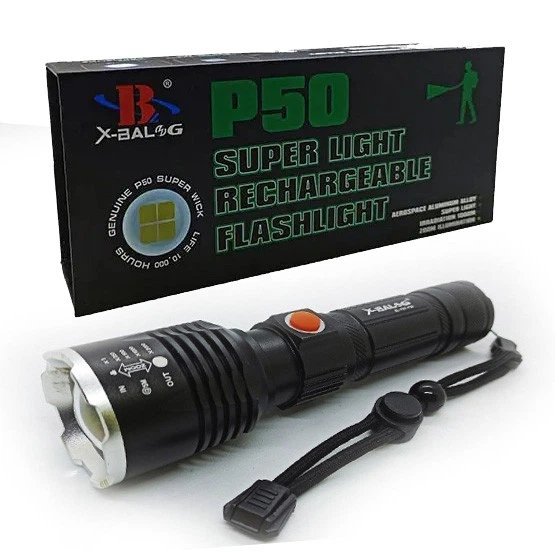 Потужний ручний акумуляторний ліхтарик X-BALOG BL-P07-P50 (заряджання від USB) - Фото 3 Потужний ручний акумуляторний ліхтарик X-BALOG BL-P07-P50 (заряджання від USB) - зображення 3