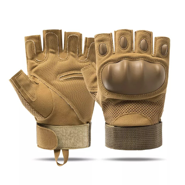Тактические перчатки Jungle Storm (полупальцы) XL, коричневые - изображение 1