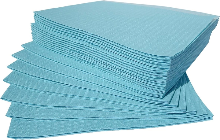 Нагрудники медицинские Dochem 2 слоя бумаги + 1 слой полиэтилена 33х45.5 см Синие 500 шт (6952367903446) - изображение 1