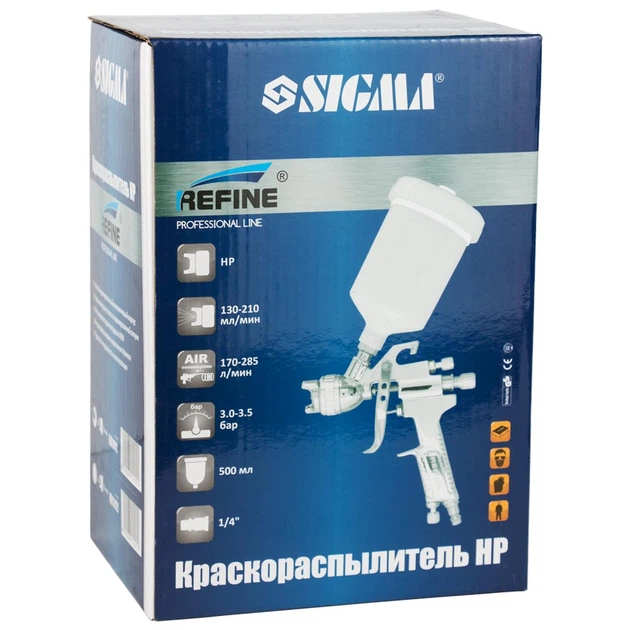 Краскораспылитель HP Ø1.6мм 170-285л/мин 3-3.5бар в/б 500мл (пласт) REFINE (6811421) - изображение 8