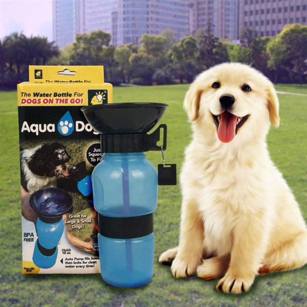 Дорожная поилка для собак и животных Aqua Dog 550мл Голубая от продавца ...