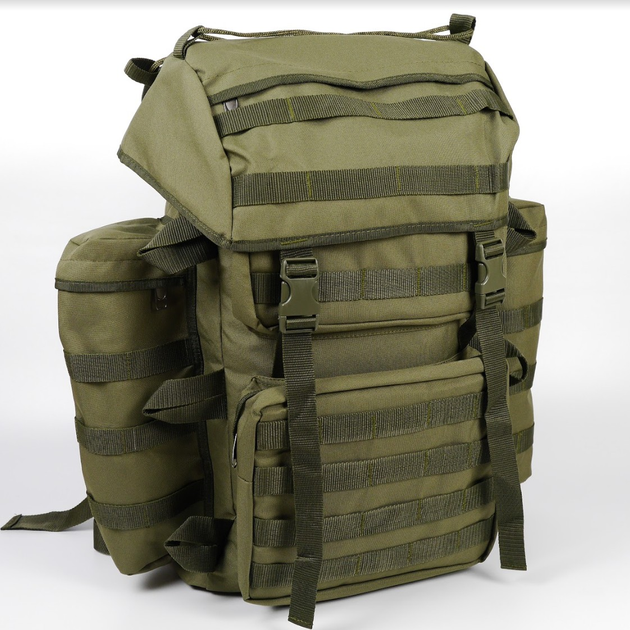 Рюкзак тактический 80 литров объем для ЗСУ, мужской штурмовой военный рюкзак 80л, водоотталкивающий оксфорд Хаки - изображение 1