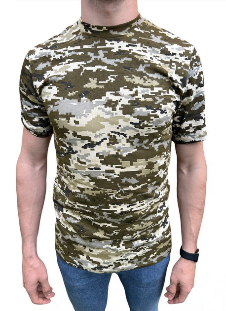 Футболка Піксель ЗСУ + футболка олива з хрестом ЗСУ літня військова футболка тактична для всіх Набір 2шт Розмір M (48) - зображення 2