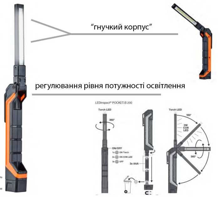 Фонарь led карманный Osram с доп. фонариком 3 часа работы/200lm/6500K ...