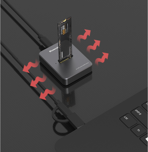 Док станція Blueendless SD03 для M.2 SSD NVMe (PCIe) / NGFF (Sata) Type-C USB 3.1 Gen 2 Кишеня - Фото 8 Док станція Blueendless SD03 для M.2 SSD NVMe (PCIe) / NGFF (Sata) Type-C USB 3.1 Gen 2 Кишеня - зображення 8
