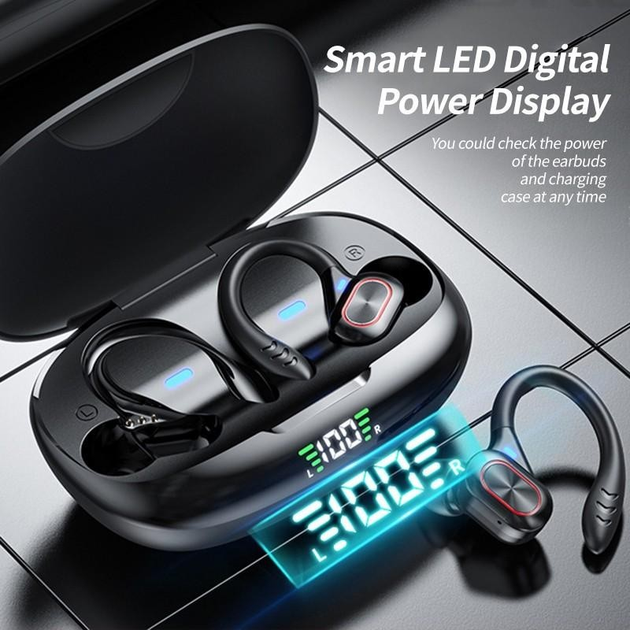 Беспроводные спортивные наушники TWS S730 с креплением за ухо и LED ...