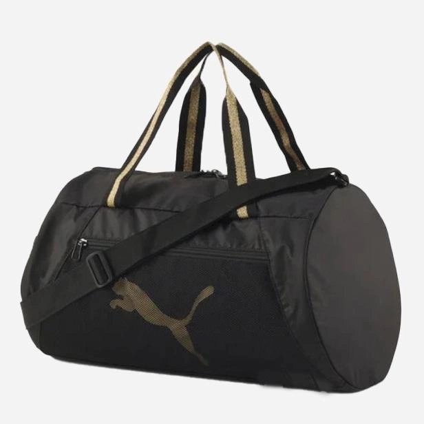 Акция на Спортивна сумка жіноча Puma Atbarrel 07736505 Black-Bright Gold от Rozetka