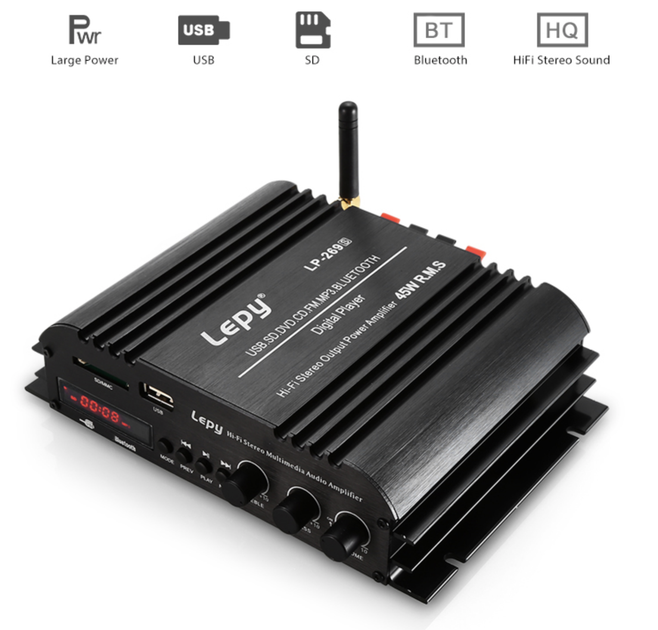 Аудио усилитель Lepy LP-269S HI-FI 2.1; 2x45Вт; Bluetooth 4.0 - Фото 2 Аудио усилитель Lepy LP-269S HI-FI 2.1; 2x45Вт; Bluetooth 4.0 - изображение 2