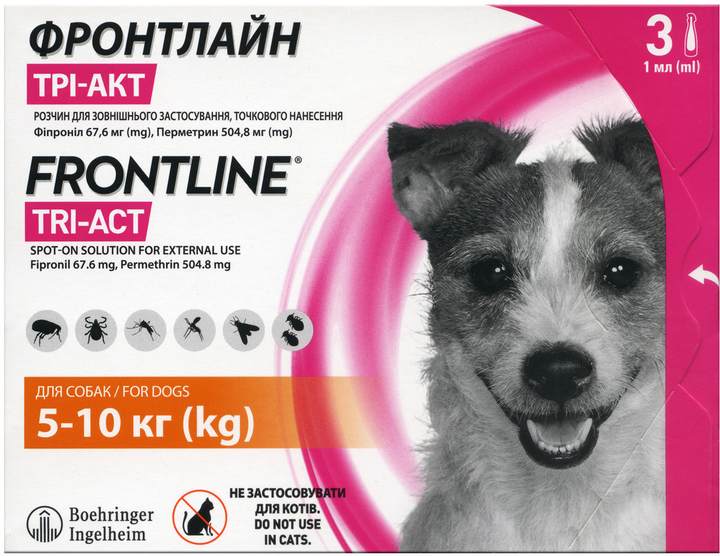Капли противопаразитарные Boehringer Ingelheim Фронтлайн ТРИ-АКТ для ...