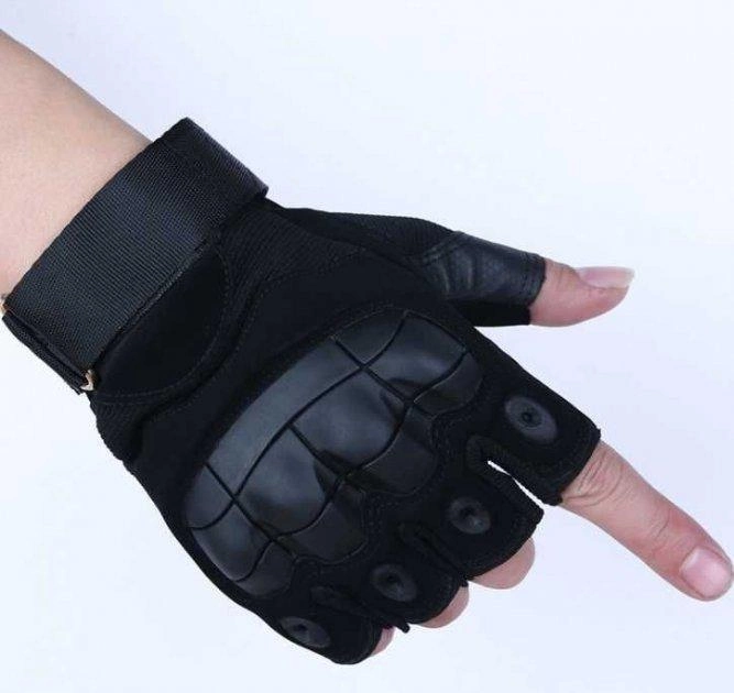 Тактические перчатки без пальцев Перчатки тактические беспалые Размер L Черный (1234) - изображение 1