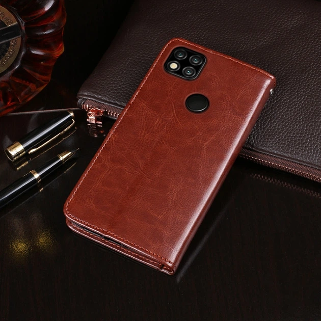 Чехол Idewei для Xiaomi Redmi 10A книжка кожа PU коричневый - изображение 5