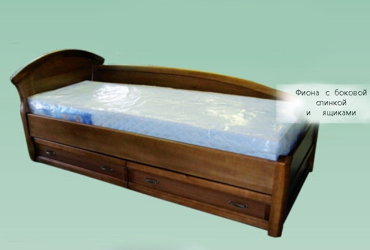 Кровать со спинкой и выдвижными ящиками
