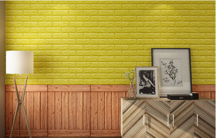 Самоклеющаяся 3D панель Sticker Wall под кирпич Желтый 700x770x7мм - изображение 2