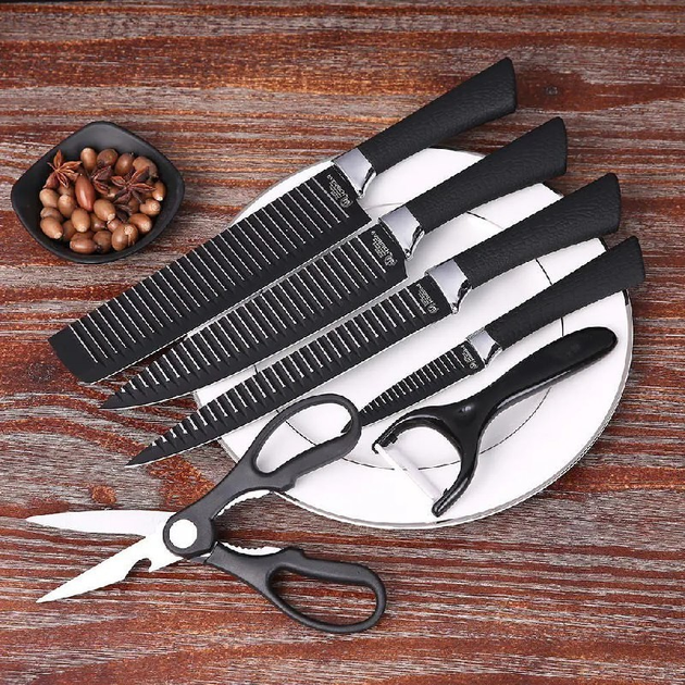 Набір кухонних ножів 6 штук із нержавіючої сталі Zepter Набір ножів з ножицями - зображення 1