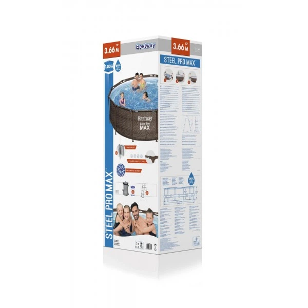 Каркасный бассейн Bestway 56709, размер 366 x 100 см с фильтрующим насосом и лестницей - изображение 3
