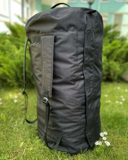 Сумка баул-рюкзак влагозащитный тактический армейский военный 100 л Черный - изображение 1