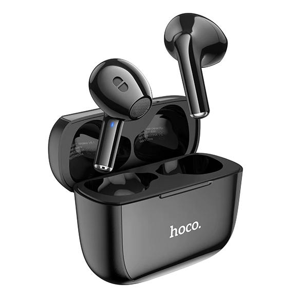 Беспроводные наушники с микрофоном Bluetooth наушники в кейсе HOCO EW12 Черный - Фото 4 Беспроводные наушники с микрофоном Bluetooth наушники в кейсе HOCO EW12 Черный - изображение 4