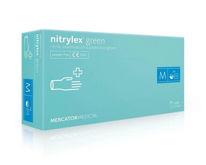 Рукавички медичні Mercator Medical Nitrylex® Green нітрилові нестерильні неприпудрені M 100 шт М'ятні (6736090) - зображення 2