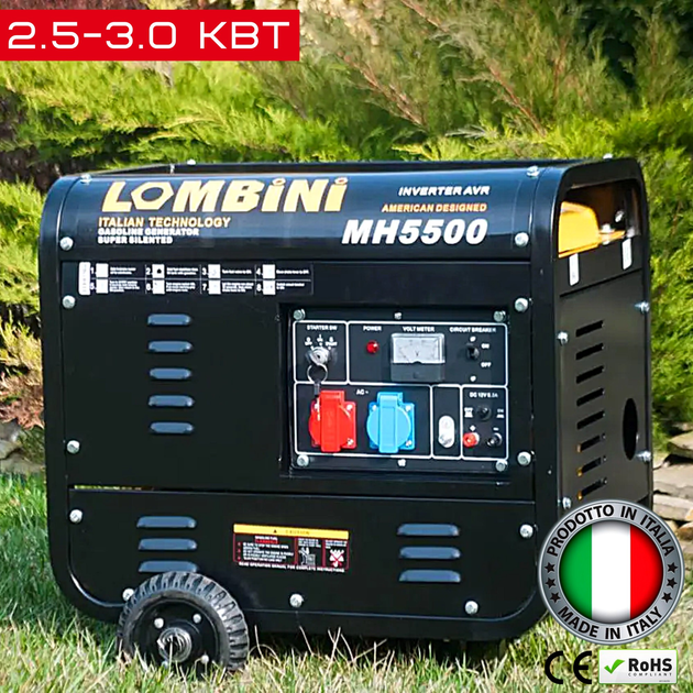 Бензиновый генератор 3,0 кВт 1 фазный Lombini MH5500 на колесах с ...