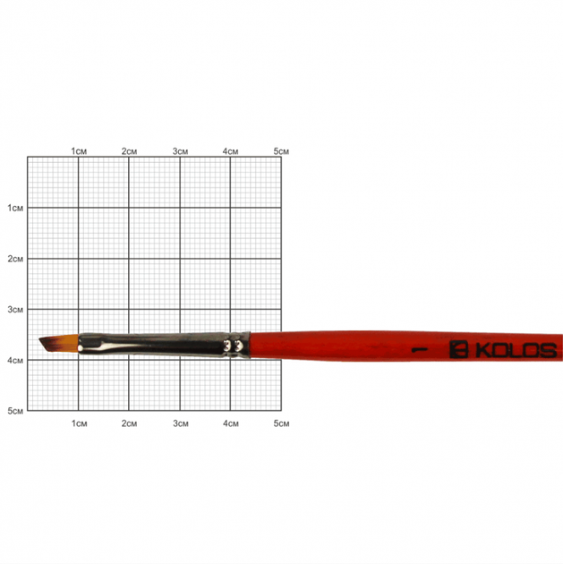 Кисть синтетика скошенная Kolos Synthetic Carrot 1097А № 1 короткая ручка (4210970А001) - изображение 2