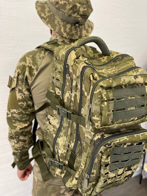 Рюкзак тактический, военный, крепкий UKR-TAC, Cordura 600D пиксель 55 л - изображение 1