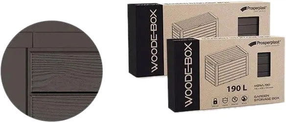 Ящик для зовнішнього зберігання Prosperplast Woodebox 190 л Коричневий (5905197267982) - Фото 3 Ящик для зовнішнього зберігання Prosperplast Woodebox 190 л Коричневий (5905197267982) - зображення 3