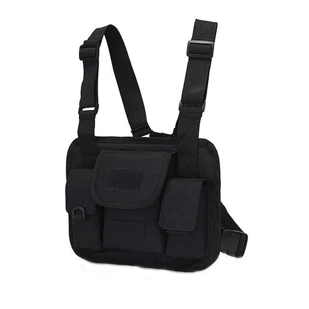 Сумка на плече для велоспорту, подорожей, туризму Tactical Chest Bag Black - зображення 1
