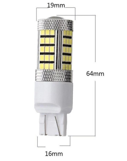 Светодиодная лампа 7443 T20 W21/5W W3x16q 46SMD 3528 12V с линзой Белая ...