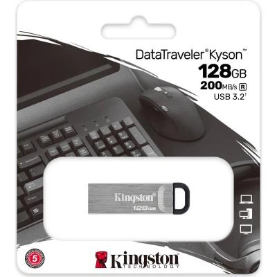 USB Flash Kingston 128GB USB 3.2 Gen 1 DataTraveler Kyson Metal, Silver/Black, Retail - зображення 4