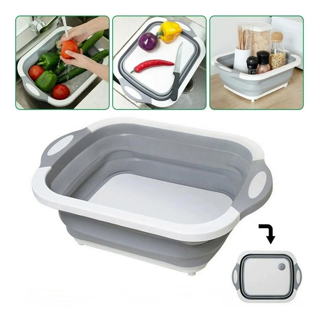 Разделочная контейнер-доска раскладная на кухню для нарезки и мойки 2 в 1 (248867) 