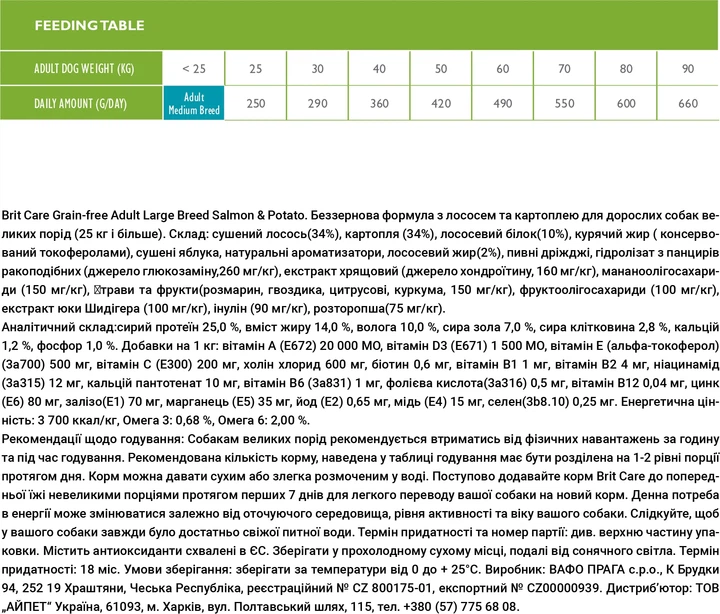 Сухий корм для собак вагою від 25 кг Brit Care GF Adult Large Breed Salmon & Potato 3 кг (8595602510191) - зображення 3