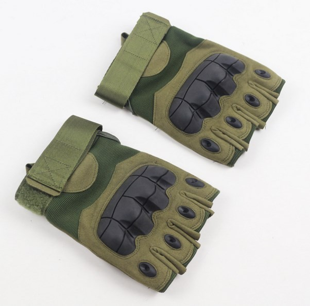 Тактические военные перчатки без пальцев олива L размер - изображение 1