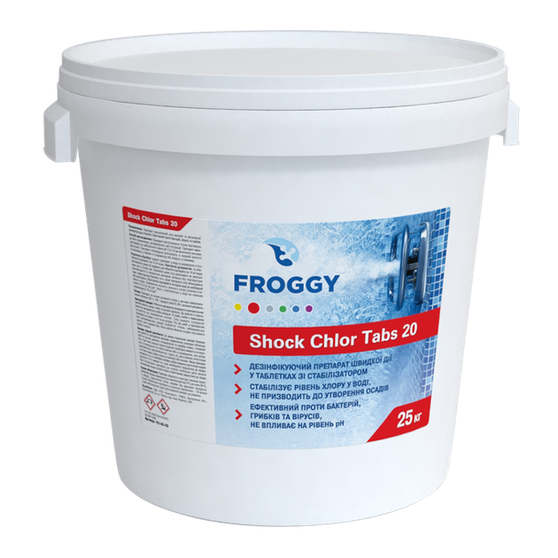 Хлор-шок таблетки 20 грамм Shock Chlor Tabs 20 FROGGY 25кг - Фото 1 Хлор-шок таблетки 20 грамм Shock Chlor Tabs 20 FROGGY 25кг - изображение 1