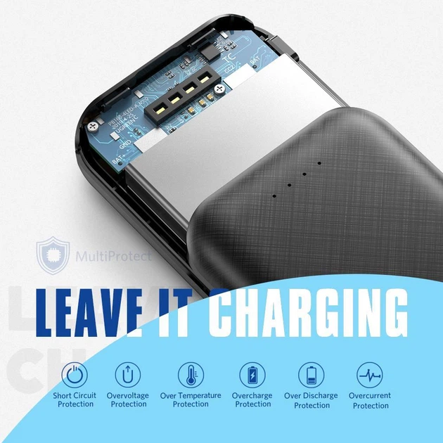 Портативний зарядний пристрій Mini Power Bank Ugreen PB133 10000mAh компактний якісний Чорний - зображення 5