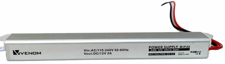 Блок питания Venom 12V 24Вт 2А Негерметичный (IP20) Standart Ultra slim (VULTNS-24-12) - Фото 2 Блок питания Venom 12V 24Вт 2А Негерметичный (IP20) Standart Ultra slim (VULTNS-24-12) - изображение 2