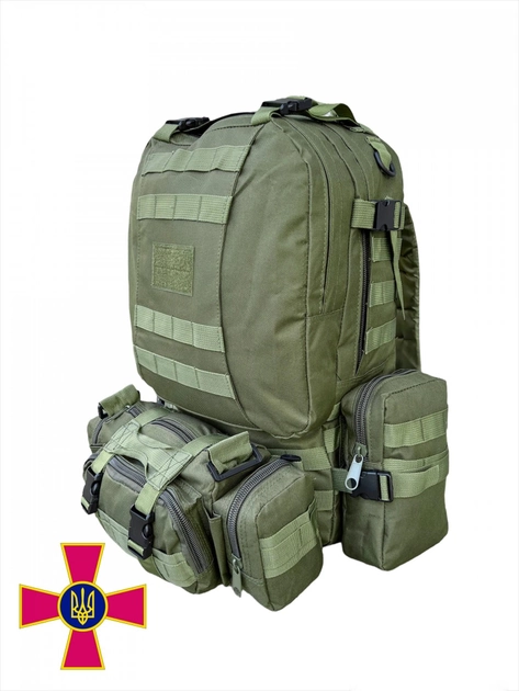 Тактический Рюкзак ЗСУ 50 л Военный Походный Армейский Олива MOLLE - изображение 1