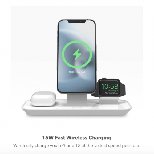 Док-станция Mophie 3-in-1 wireless stand for MagSafe White (403108005) - изображение 4