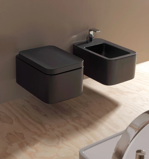 Унітаз підвісний Goclean® (безободковий) Flaminia Nile з сидінням Soft Close, колір - Black Matt (NL118G+NLCW03 Black Matt) - зображення 2