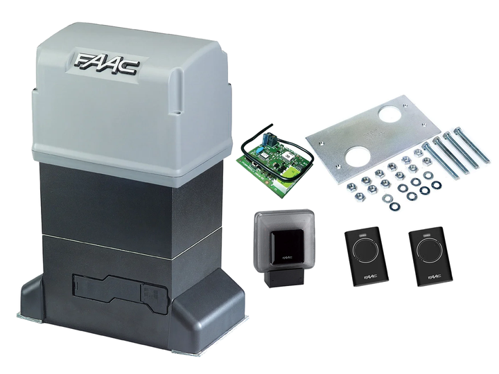 Автоматика для откатных ворот FAAC 844 ER KIT (створка до 1800 кг.) Сигнальная лампа, 2 шт., Без зубчатой рейки - Фото 1 Автоматика для откатных ворот FAAC 844 ER KIT (створка до 1800 кг.) Сигнальная лампа, 2 шт., Без зубчатой рейки - изображение 1