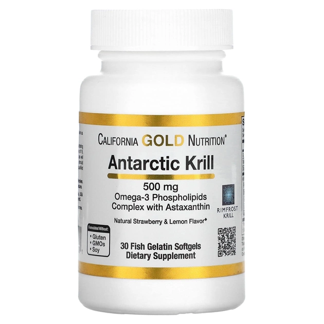 Масло антарктического криля, с астаксантином, California Gold Nutrition, 500 мг, 30 капсул - изображение 1