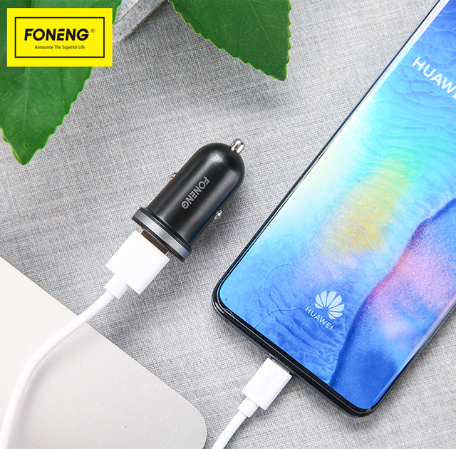 Автомобильное зарядное устройство MINI 2xUSB FONENG + кабель Type-C Black - изображение 2