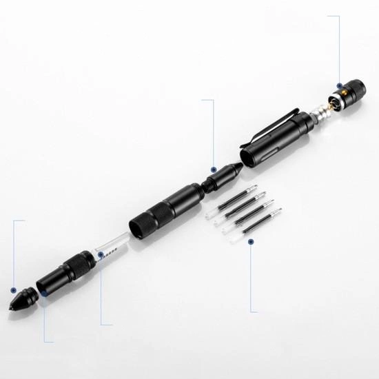Ручка мультитул з ножем та ліхтариком RovTop багатофункціональна Чорні 0,5 мм - зображення 2
