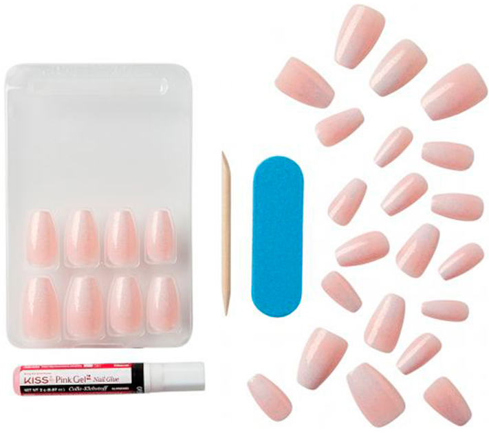 Набор накладных ногтей с клеем Kiss Classy Nails Cozy Mee 28 шт ...