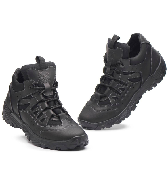 Кросівки тактичні чоловічі демісезонні, кросівки тактичні чоловічі, натуральна шкіра та кордура, розмір 40, Bounce ar. TRFI-2340, колір чорний - зображення 1