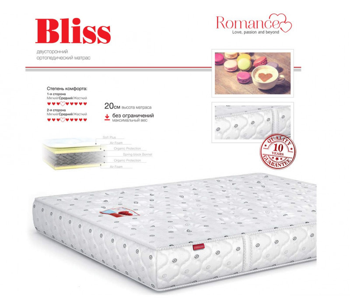 Ортопедический матрас MatroLuxe ROMANCE BLISS/БЛИС 20см, 3/3 140х200 ...