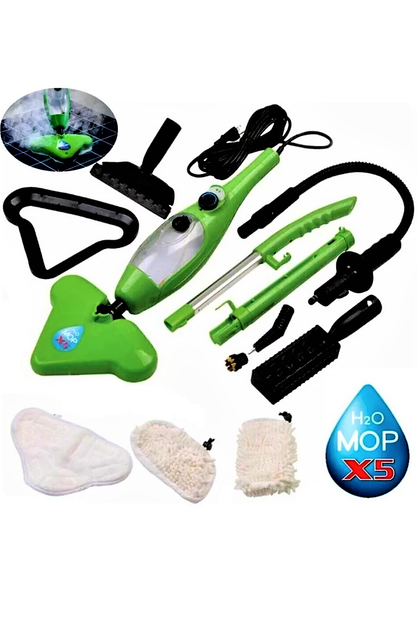 Паровая швабра 5 в 1 H2O Mop X5 мощный пароочиститель Зеленая - изображение 7