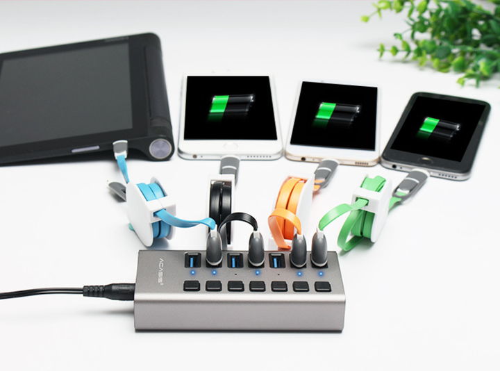 USB хаб Acasis HS-707MG USB 3.2 Gen 2 з блоком живлення 7 портів hub концентратор алюмінієвий - зображення 5